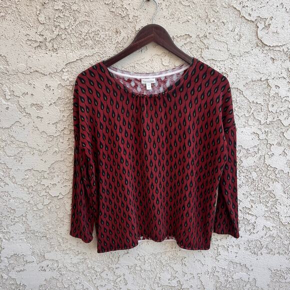 Garnet Hill Leaf Print Sweater Size XS - Picture 1 of 4